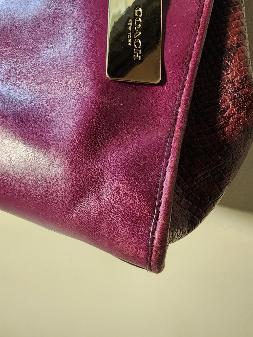 Coach Leather Exoctic Python Crosby Carryall Cyclamen Satchel Plum Turnlock Tote - Picture 4 of 17